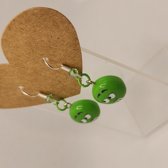 Green M&M Earrings - Picture 2 of 2